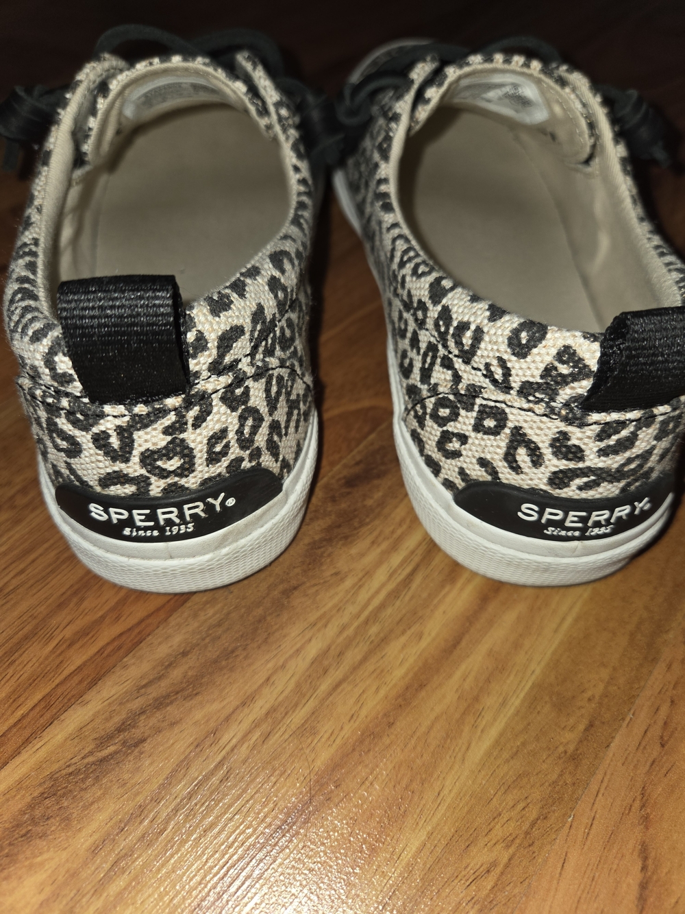 Sperry Leopard Print Canvas Sneakers - Black & Cream - Picture 5 of 6